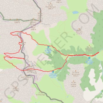 Itinéraire Mouscate et pic d'Ansabère depuis Pont Lamary, distance, dénivelé, altitude, carte, profil, trace GPS