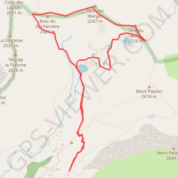Itinéraire Lacs Millefonts, distance, dénivelé, altitude, carte, profil, trace GPS