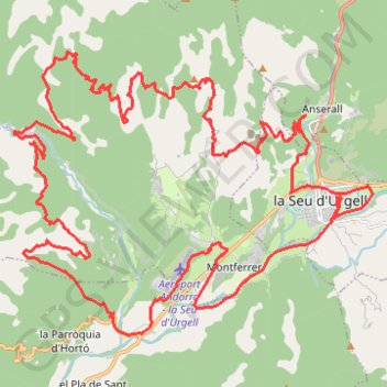 Itinéraire GPX Download: Mardiscle – Aeuroport boucle au départ de la Seu d'Urgell, distance, dénivelé, altitude, carte, profil, trace GPS