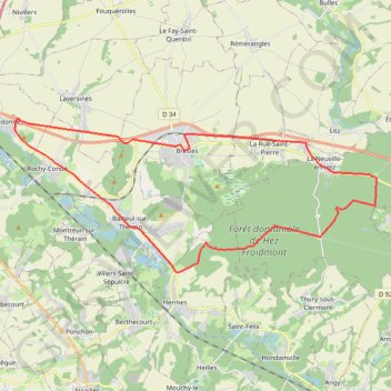 Itinéraire Trans'Oise par Hez _modifie, distance, dénivelé, altitude, carte, profil, trace GPS