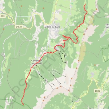Itinéraire Vercors Quatre Montagnes-cabane de Carrette les Allières, distance, dénivelé, altitude, carte, profil, trace GPS
