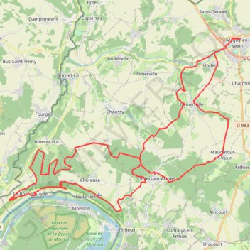 Itinéraire Magny-en-Vexin - La Roche-Guyon, distance, dénivelé, altitude, carte, profil, trace GPS