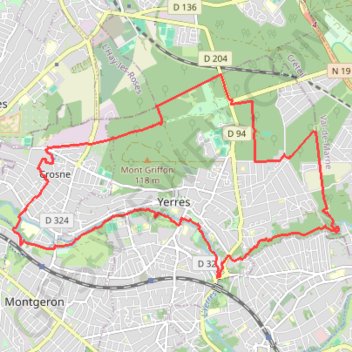 Itinéraire Crosne topoguide, distance, dénivelé, altitude, carte, profil, trace GPS
