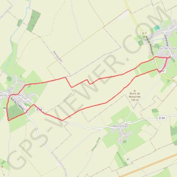 Itinéraire Simencourt - Gouy-en-Artois, distance, dénivelé, altitude, carte, profil, trace GPS