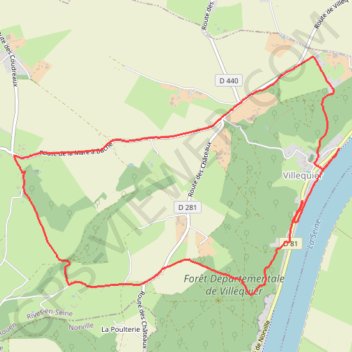 Itinéraire Balade à Villequier, distance, dénivelé, altitude, carte, profil, trace GPS