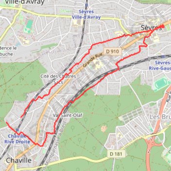 Itinéraire Promenade à Sèvres, distance, dénivelé, altitude, carte, profil, trace GPS