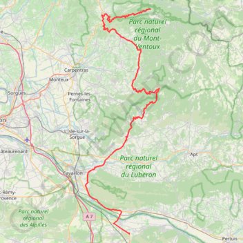 Itinéraire Itinéraire de Station du Mont Serein, Beaumont-du-Ventoux à Moulin De Vernègues, Mallemort, distance, dénivelé, altitude, carte, profil, trace GPS