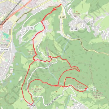 Itinéraire Fort des 4 seigneurs, distance, dénivelé, altitude, carte, profil, trace GPS