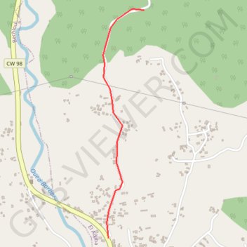 Itinéraire Tronçon - Bitumage restant CW98, distance, dénivelé, altitude, carte, profil, trace GPS