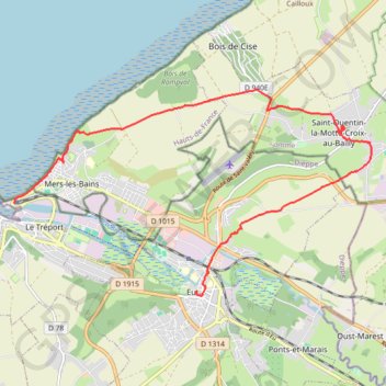 Itinéraire Du Tréport à Eu, distance, dénivelé, altitude, carte, profil, trace GPS