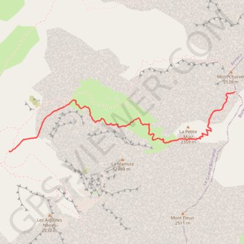 Itinéraire Mont Charvet, combe ouest, depuyis la Bombardellaz, distance, dénivelé, altitude, carte, profil, trace GPS