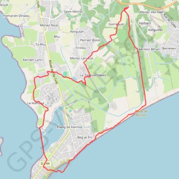 Itinéraire Kermor, distance, dénivelé, altitude, carte, profil, trace GPS