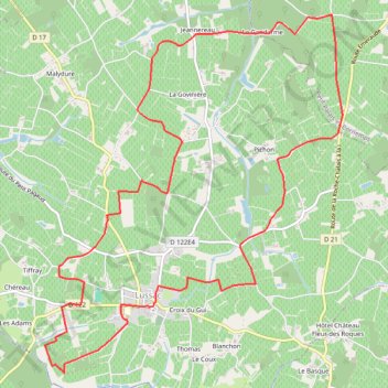 Itinéraire Les satellites : Lussac, distance, dénivelé, altitude, carte, profil, trace GPS