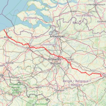 Itinéraire Mons - Hannut-Blankenberge, distance, dénivelé, altitude, carte, profil, trace GPS