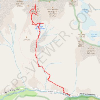 Itinéraire Aiguille Centrale du Soreiller, distance, dénivelé, altitude, carte, profil, trace GPS