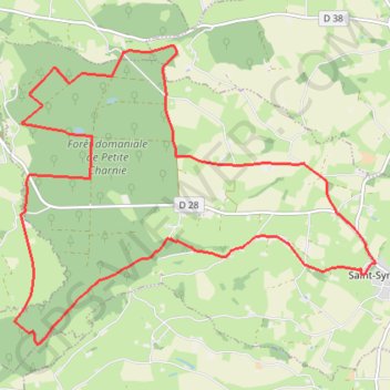 Itinéraire Forêt de la Petite Charnie - Saint-Symphorien, distance, dénivelé, altitude, carte, profil, trace GPS