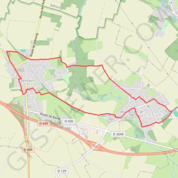 Itinéraire Au départ de Jenlain, distance, dénivelé, altitude, carte, profil, trace GPS