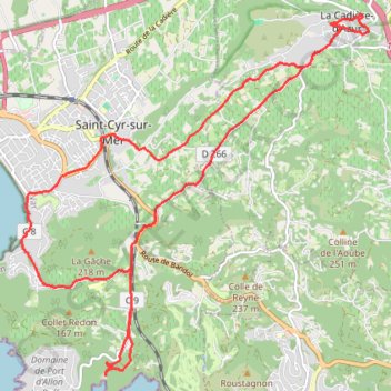 Itinéraire La Cadière Port d'Alon La Madrague, distance, dénivelé, altitude, carte, profil, trace GPS