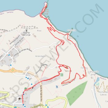 Itinéraire Chemin cotier de sao jorge, distance, dénivelé, altitude, carte, profil, trace GPS