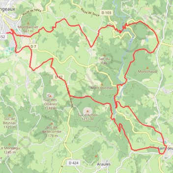 Itinéraire Le Velay des 3 Rivières - Les Sucs - Yssingeaux, distance, dénivelé, altitude, carte, profil, trace GPS