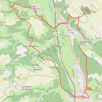 Itinéraire Rando pédestre à Pont Authou, distance, dénivelé, altitude, carte, profil, trace GPS