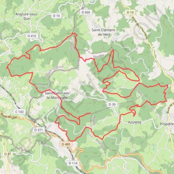 Itinéraire À travers bois - Saint-Germain-la-Montagne, distance, dénivelé, altitude, carte, profil, trace GPS