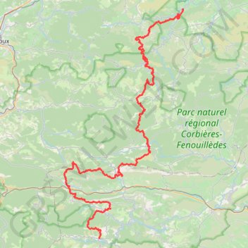 Itinéraire GR36 De Ribaute (Aude) à Sournia (Pyrénées-Orientales), distance, dénivelé, altitude, carte, profil, trace GPS