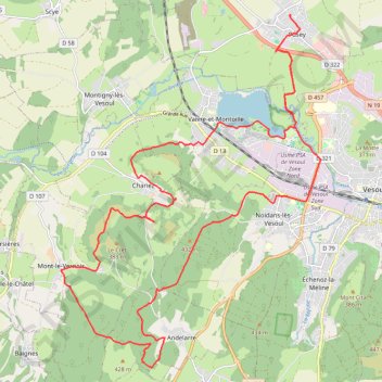 Itinéraire Mont le Vernois, Andelarre, distance, dénivelé, altitude, carte, profil, trace GPS