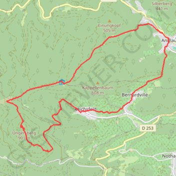 Itinéraire L'Ungersberg, distance, dénivelé, altitude, carte, profil, trace GPS