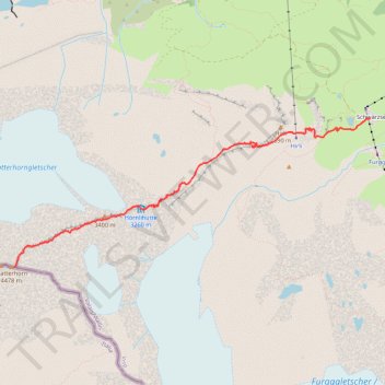 Itinéraire Cervin - Arête du Hörnli, distance, dénivelé, altitude, carte, profil, trace GPS