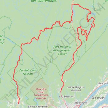 Itinéraire Randonnée Parc des Laurentides, distance, dénivelé, altitude, carte, profil, trace GPS