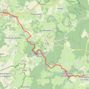 Itinéraire Chastellux sur Cure - Vézelay-14449089, distance, dénivelé, altitude, carte, profil, trace GPS