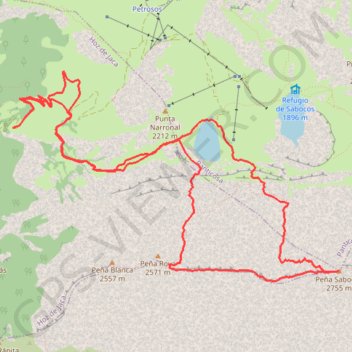 Itinéraire Peña Sabocos, distance, dénivelé, altitude, carte, profil, trace GPS