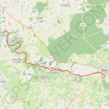 Itinéraire Voie Pte St Mathieu - Guenrouet - Blain-5996954, distance, dénivelé, altitude, carte, profil, trace GPS