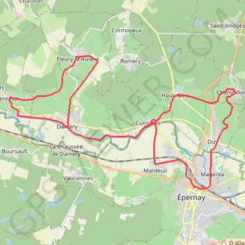 Itinéraire 🚴 Trace ,boucle du Dom Pérignon, distance, dénivelé, altitude, carte, profil, trace GPS