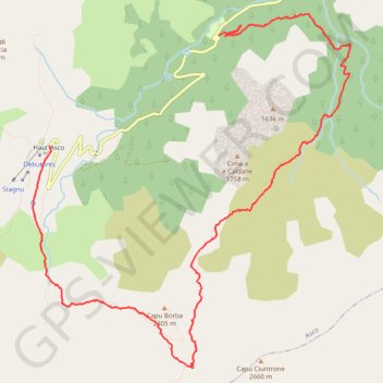 Itinéraire Asco - Lac d'argent (Monte Cinto), distance, dénivelé, altitude, carte, profil, trace GPS