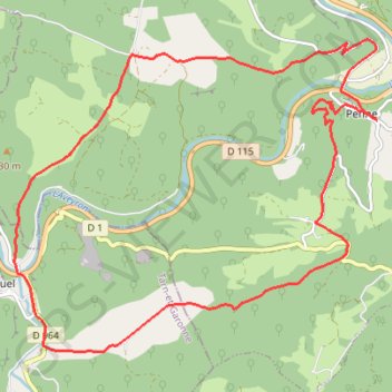 Itinéraire Boucle VTT depuis Penne, distance, dénivelé, altitude, carte, profil, trace GPS