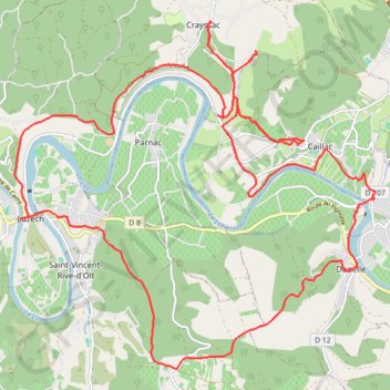 Itinéraire Boucle vtt Douelle-Luzech-Douelle, distance, dénivelé, altitude, carte, profil, trace GPS
