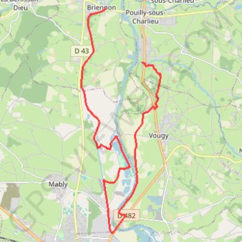 Itinéraire La Loire, des bocages du Brionnais à la plaine du Forez, de ponts en ponts en 6 tronçons, distance, dénivelé, altitude, carte, profil, trace GPS
