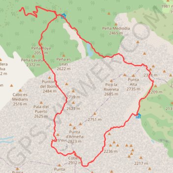 Itinéraire Cotiella, distance, dénivelé, altitude, carte, profil, trace GPS