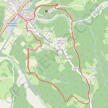 Itinéraire Sauveterre-la-Lémance, vers le hameau de la Ville - Pays de la vallée du Lot, distance, dénivelé, altitude, carte, profil, trace GPS