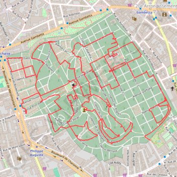 Itinéraire pere lachaise pp, distance, dénivelé, altitude, carte, profil, trace GPS