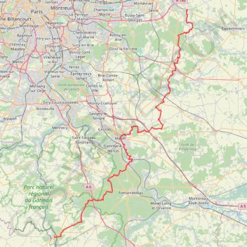Itinéraire GR 1 : De Crécy-la-Chapelle (Seine-et-Marne) à Malesherbes (Loiret), distance, dénivelé, altitude, carte, profil, trace GPS