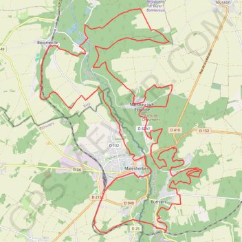 Itinéraire Malhersherbes, distance, dénivelé, altitude, carte, profil, trace GPS