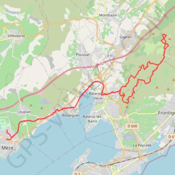 Itinéraire Mèze la Gardiole, distance, dénivelé, altitude, carte, profil, trace GPS