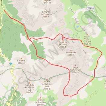 Itinéraire Pic du Grand Rochebrune - Sommet N, distance, dénivelé, altitude, carte, profil, trace GPS