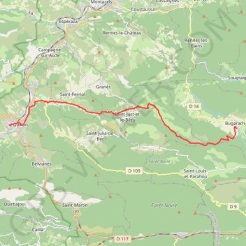 Itinéraire Sentier Cathare - de Quillan à Bugarach, distance, dénivelé, altitude, carte, profil, trace GPS