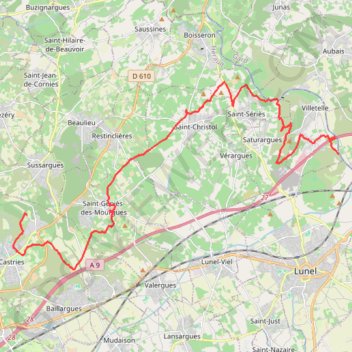 Itinéraire Grande Traversée de l'Hérault - De Ambrussum à Fondespierre, distance, dénivelé, altitude, carte, profil, trace GPS