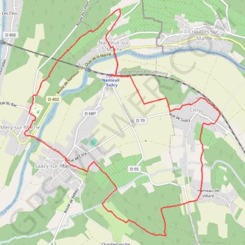 Itinéraire Boucle à partir de Nanteuil sur Marne, distance, dénivelé, altitude, carte, profil, trace GPS