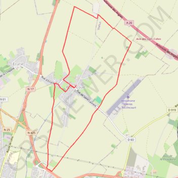 Itinéraire Boucle à Roclincourt, distance, dénivelé, altitude, carte, profil, trace GPS